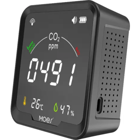 ჰაერის დეტექტორი Moes WSS-FB-CO2-U-MS, Wifi, Temperature and Humidity Sensor, Black
