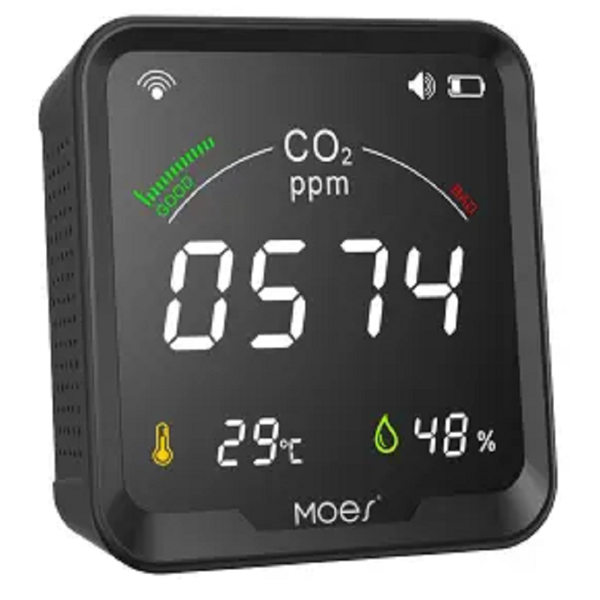 ჰაერის დეტექტორი Moes WSS-FB-CO2-U-MS, Wifi, Temperature and Humidity Sensor, Black