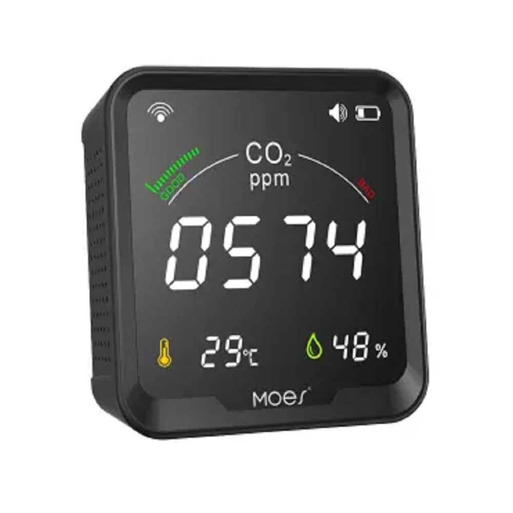 ჰაერის დეტექტორი Moes WSS-FB-CO2-U-MS, Wifi, Temperature and Humidity Sensor, Black