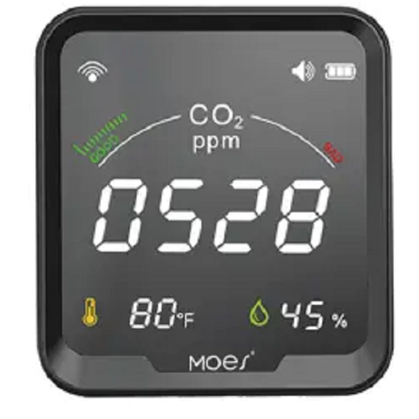 ჰაერის დეტექტორი Moes WSS-FB-CO2-U-MS, Wifi, Temperature and Humidity Sensor, Black