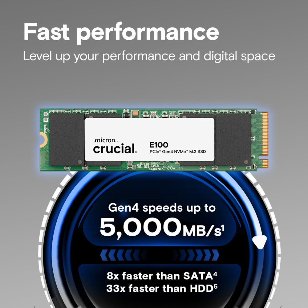 მყარი დისკი Crucial CT2000E100SSD8 E100, 2TB, M.2, Internal Hard Drive