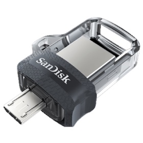 USB ფლეშ მეხსიერება SanDisk SDDD3-064G-G46 Ultra Dual Drive, 64GB, Micro USB, USB 3.0, Flash Memory, Silver