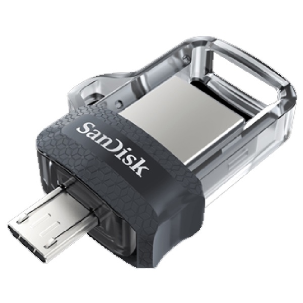USB ფლეშ მეხსიერება SanDisk SDDD3-064G-G46 Ultra Dual Drive, 64GB, Micro USB, USB 3.0, Flash Memory, Silver