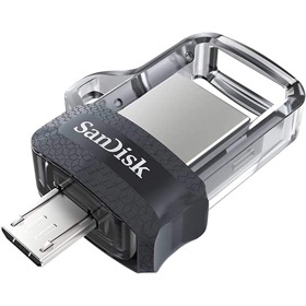 USB ფლეშ მეხსიერება SanDisk SDDD3-0128G-G46 Ultra Dual Drive, 128GB, Micro USB, USB 3.0, Flash Memory, Silver