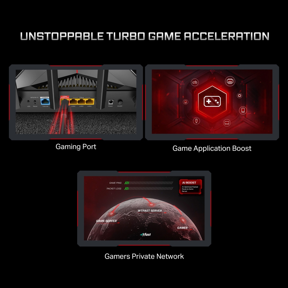 როუტერი TP-Link ARCHER GE400 BE6500, 5765Mbps, Dual-Band Wi-Fi 7 Gaming Router, Black