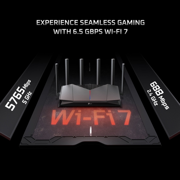 Dual-Band Wi-Fi 7 Gaming Router TP-Link ARCHER GE400 BE6500, 5765Mbps, Black