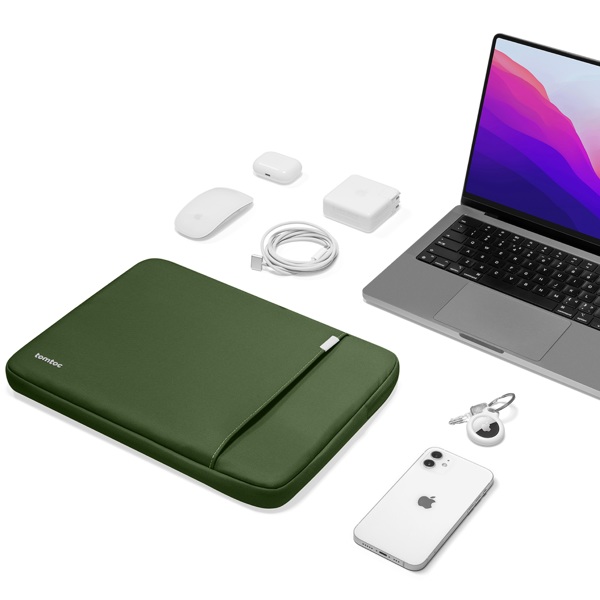 ნოუთბუქის ჩანთა Tomtoc A13E3T1 Defender A13, 15", Laptop Sleeve, Green