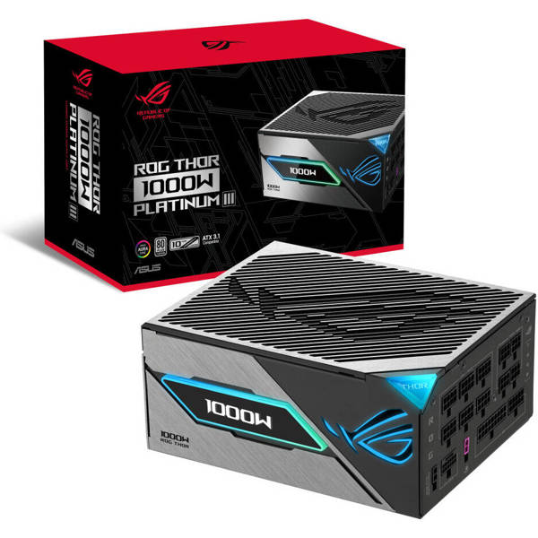 კვების ბლოკი Asus 90YE00V3-B0NA00 ROG-THOR-1000P3-GAMING Platinum III, 1000W, 80 Plus Platinum, Power Supply, Black