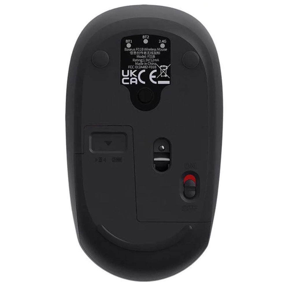 მაუსი Baseus B01055503833-00 F01B, Wireless, USB, Bluetooth, Mouse, Grey