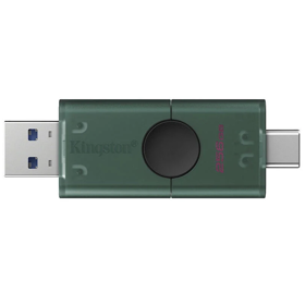 USB ფლეშ მეხსიერება Kingston DTDEG2/256GB DataTraveler Duo, 256GB, USB 3.2, Flash Memory, Green