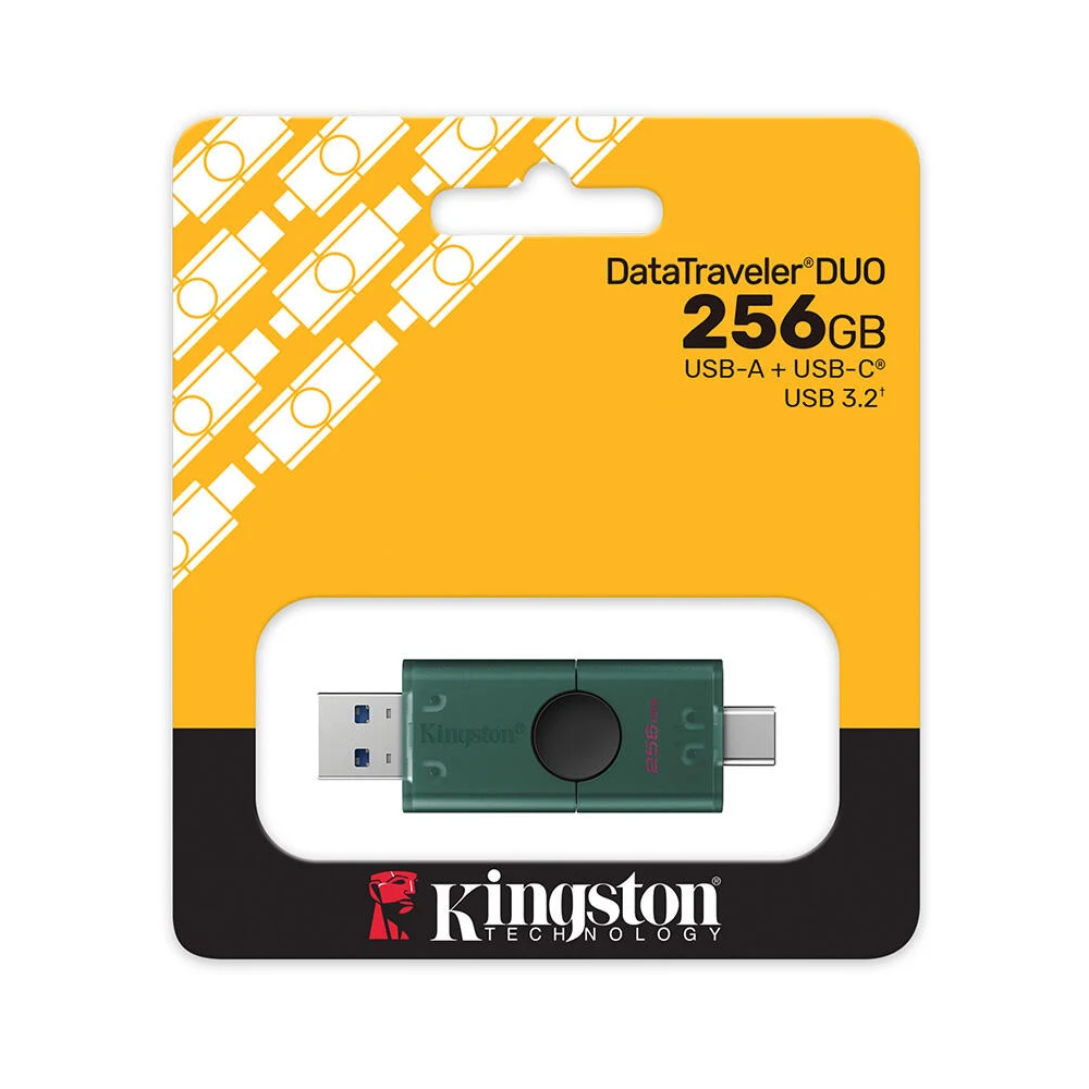 USB ფლეშ მეხსიერება Kingston DTDEG2/256GB DataTraveler Duo, 256GB, USB 3.2, Flash Memory, Green