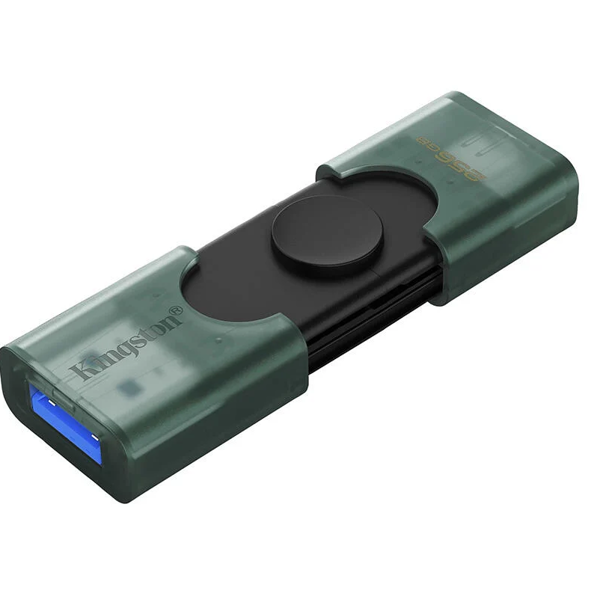 USB ფლეშ მეხსიერება Kingston DTDEG2/256GB DataTraveler Duo, 256GB, USB 3.2, Flash Memory, Green