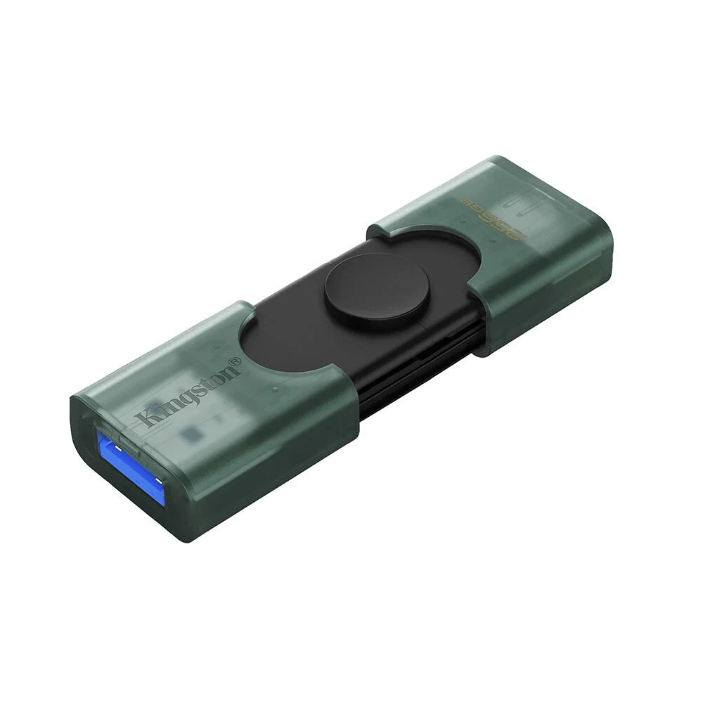 USB ფლეშ მეხსიერება Kingston DTDEG2/256GB DataTraveler Duo, 256GB, USB 3.2, Flash Memory, Green