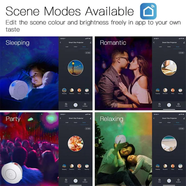 დეკორატიული განათება Moes WL-NX-SP-EN, WiFi, Smart Round Star Projector, White