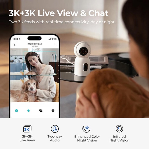 Dual Home Security Camera Xiaomi CMSXJ111A imilab C30, White