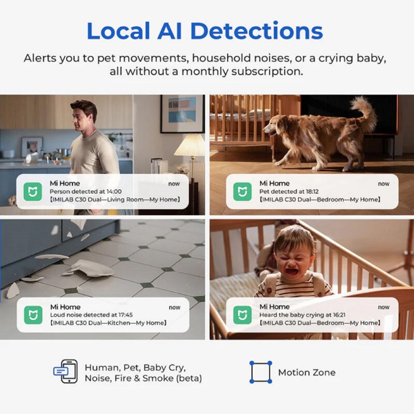 Dual Home Security Camera Xiaomi CMSXJ111A imilab C30, White