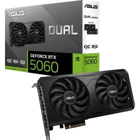 ვიდეო დაფა Asus 90YV0NS0-M0NB00 Dual, GeForce RTX5060 EVO, 8GB, 128bit, HDMI, DP, Black