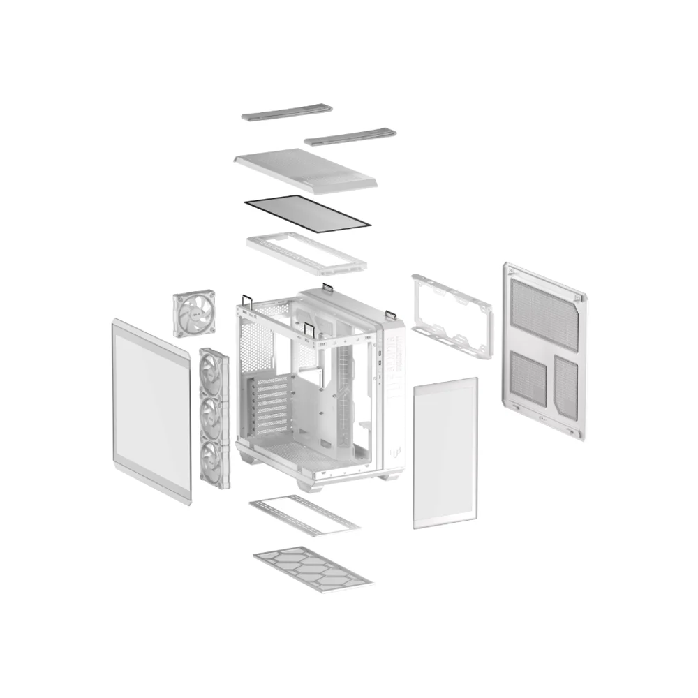 Computer Case Asus TUF 90DC0093-B19010 GAMING GT502 HORIZON ARGB, MidT, ATX, Mini ITX, Micro ATX, 4xUSB, Type-C, 3.5mm, White