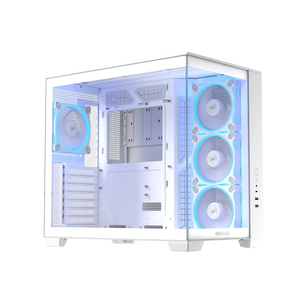 ქეისი Asus 90DC00S3-B19000 A32 PLUS, Computer Case, MidT, ATX, Micro-ATX, Mini-ITX, 2×USB‑A, Type‑C, 3.5mm, White