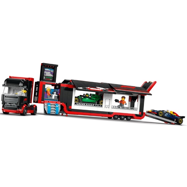 ასაწყობი კონსტრუქცია Lego 60445 City, F1 Truck with RB20 & AMR24 F1 Cars, Prefabricated Construction