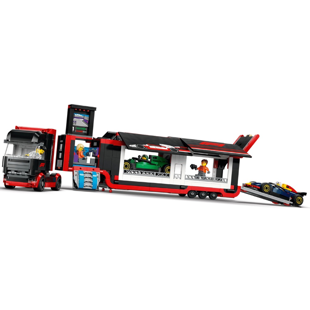 ასაწყობი კონსტრუქცია Lego 60445 City, F1 Truck with RB20 & AMR24 F1 Cars, Prefabricated Construction