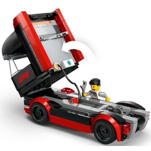 ასაწყობი კონსტრუქცია Lego 60445 City, F1 Truck with RB20 & AMR24 F1 Cars, Prefabricated Construction