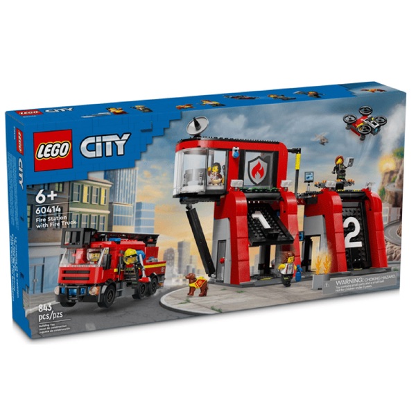 ასაწყობი კონსტრუქცია Lego 60414 City, Fire station with a fire truck, Prefabricated Construction
