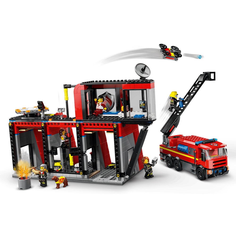 ასაწყობი კონსტრუქცია Lego 60414 City, Fire station with a fire truck, Prefabricated Construction
