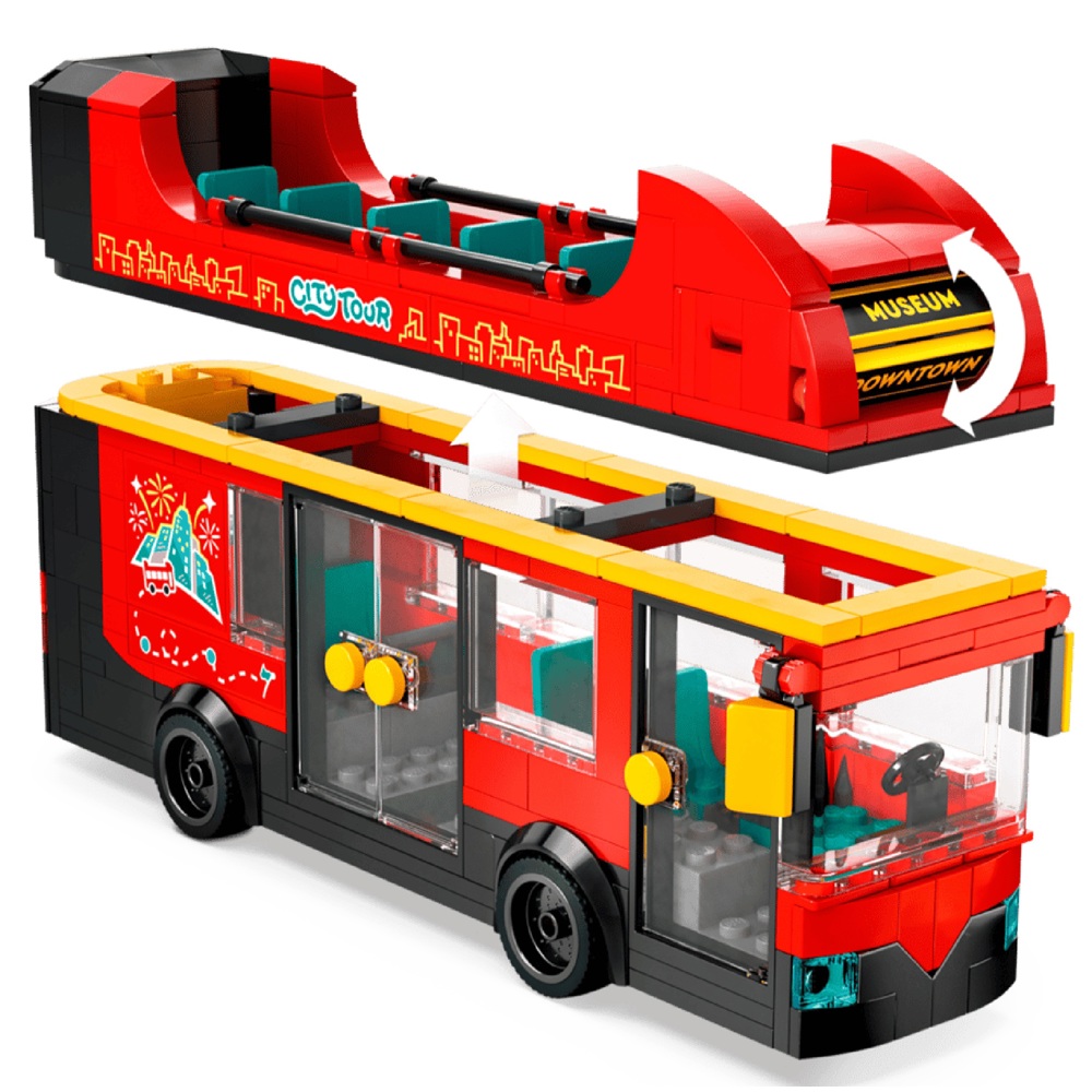 ასაწყობი კონსტრუქცია Lego 60407 City, Red Double-Decker Sightseeing Bus, Prefabricated Construction