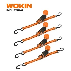 ტვირთის დამჭერი Wokin 662504, 5m, 4Pcs, Ratchet Tie Down Set (INDUSTRIAL), Orange