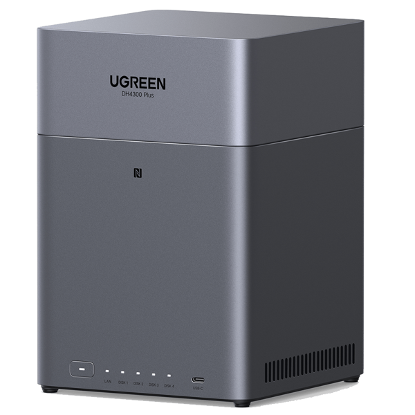 Storage System UGREEN NASync DH4300 Plus (85660), Rockchip A76+A55, 8GB, Diskless, RJ45, USB, Type-C, HDMI, Space Gray