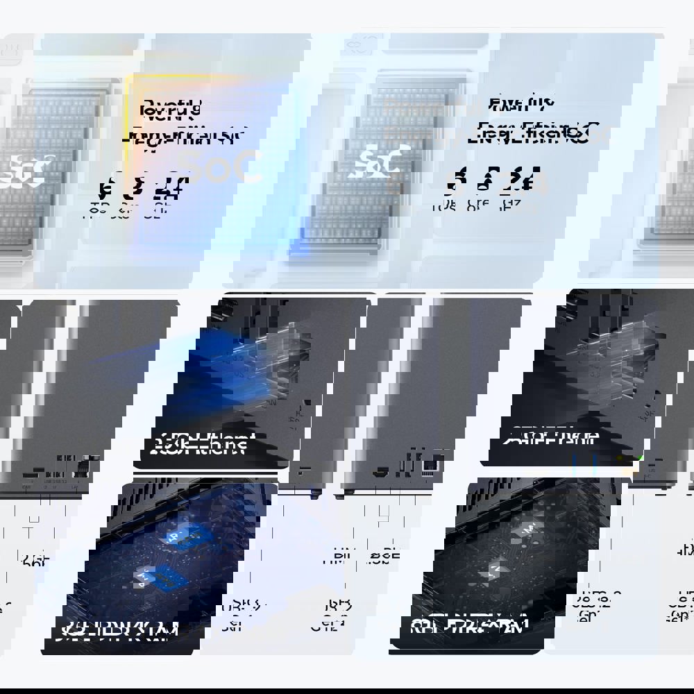 Storage System UGREEN NASync DH4300 Plus (85660), Rockchip A76+A55, 8GB, Diskless, RJ45, USB, Type-C, HDMI, Space Gray