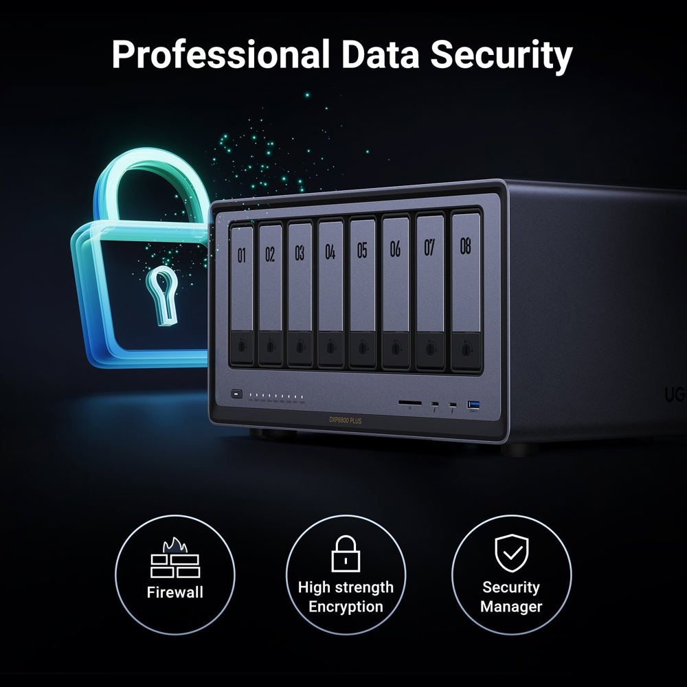 Storage System UGREEN NASync DXP8800 Plus (35127B), Intel i5 1235U, 8GB, Diskless, RJ45, USB, Type-C, HDMI, Space Gray