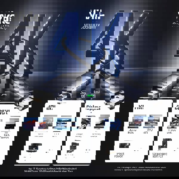 ვიდეო კაბელი UGREEN DP119 (15773), 4K, DisplayPort to HDMI, 1m, Grey/Black