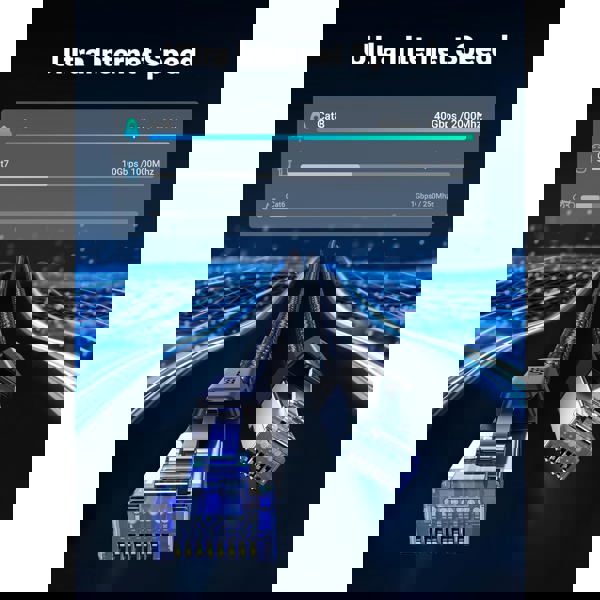 ქსელის კაბელი UGREEN NW153 (80430), CAT8 Patch Cord LAN Cable, 1.5m, Black