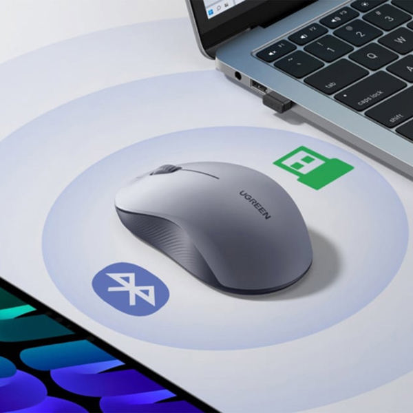 მაუსი UGREEN M331 (65892) Multi-mode, Wireless, Bluetooth, USB, Mouse, Grey