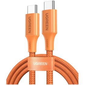 მობილურის კაბელი UGREEN L502 (95493), 100W, Type-C To Type-C PD Fast Charging Braided Cable, 1m, Orange