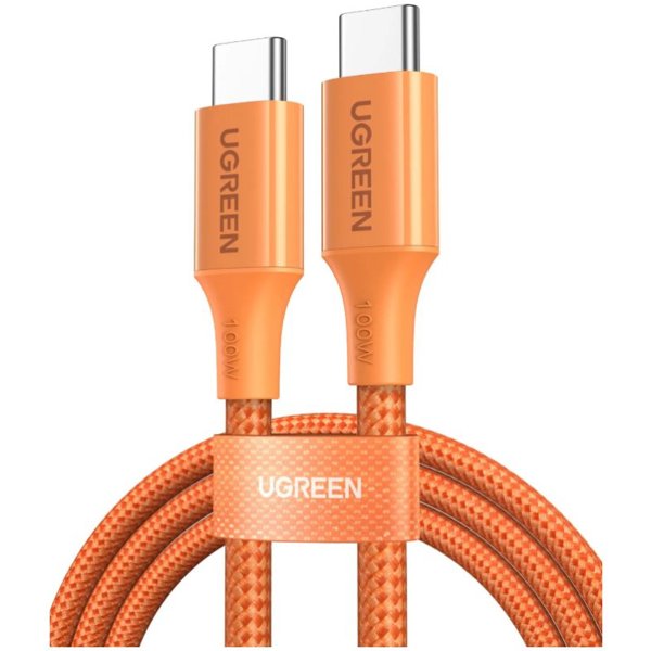 Type-C To Type-C PD Fast Charging Braided Cable UGREEN L502 (95493), 100W, 1m, Orange