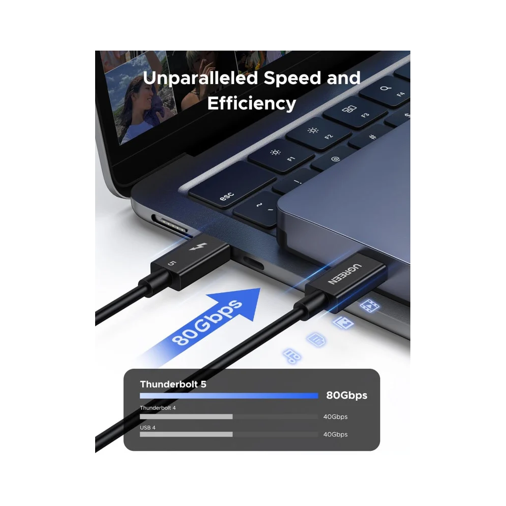 Type-C Thunderbolt 5 Cable UGREEN L703 (45996), 240W, 1m, Black