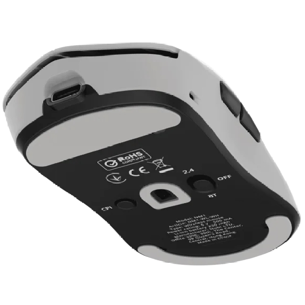 მაუსი Nubi NM1-WL-WH NM1, Wireless, USB, Type-c, Bluetooth, Gaming Mouse, White