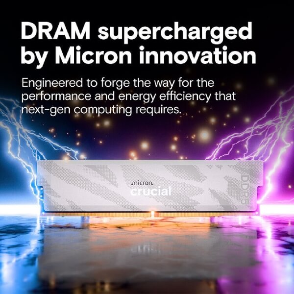 ოპერატიული მეხსიერება Crucial CP16G64C32U5W PRO OC, RAM 16GB, DDR5 DIMM, White