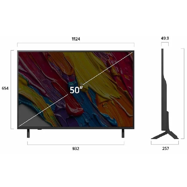 ტელევიზორი LG 50QNED82A6B.AMCN QNED, 50", 4K UHD, Smart TV, USB, HDMI, LAN, BT, WIFI, Black