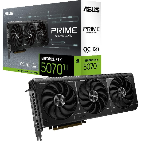 ვიდეო დაფა Asus 90YV0MF0-M0NA00 OC PRIME-RTX5070TI-O16G, GeForce RTX5070TI, 16GB, 256bit, HDMI, DP, Black