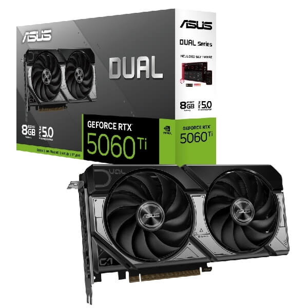 ვიდეო დაფა Asus 90YV0MP3-M0NA00 DUAL-RTX5060TI-8G, GeForce RTX5060Ti, 8GB, 128bit, HDMI, DP, Black