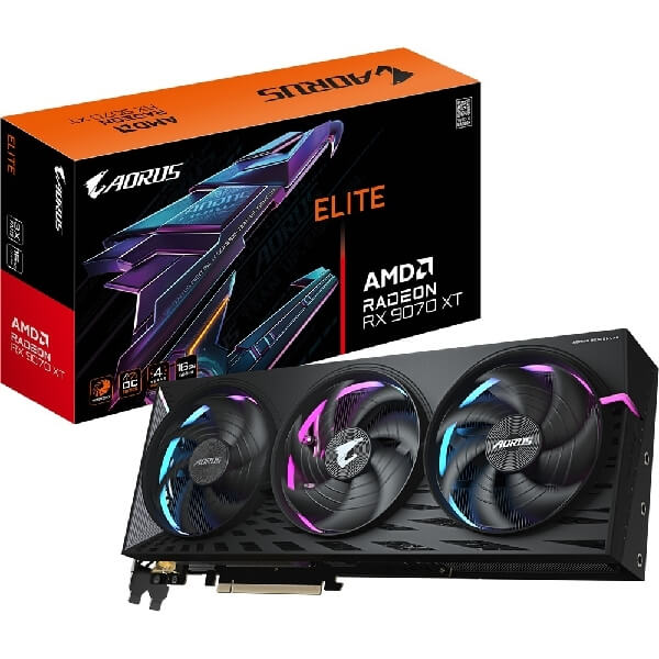 ვიდეო დაფა Gigabyte GV-R9070XTAORUS_E-16GD AORUS ELITE, Radeon RX9070XT, 16GB, 256bit, HDMI, DP, Black