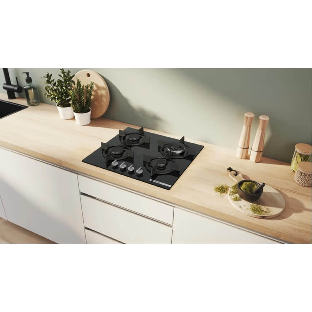 ჩასაშენებელი ქურის ზედაპირი Bosch PPH6A6I10, Built-in Gas Cooktop, Black