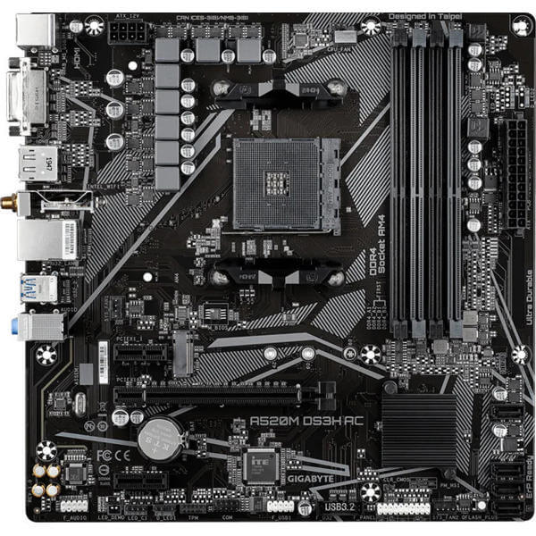 Motherboard Gigabyte A520M DS3H AC, AM4, DDR4, 128GB