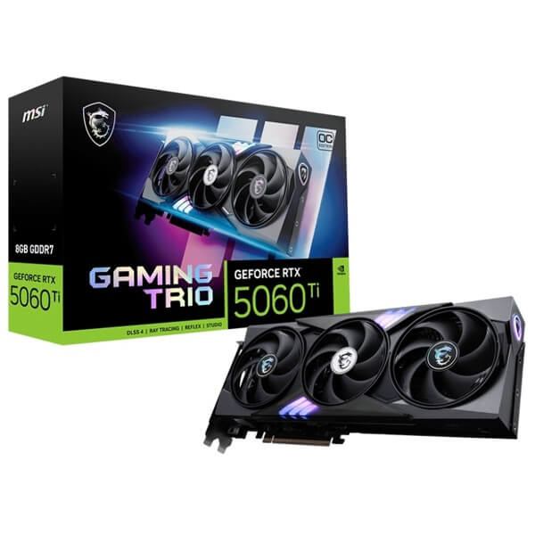 ვიდეო დაფა MSI 912-V536-004 GAMING TRIO OC, GeForce RTX5060Ti, 8GB, 128bit, HDMI, DP, Black