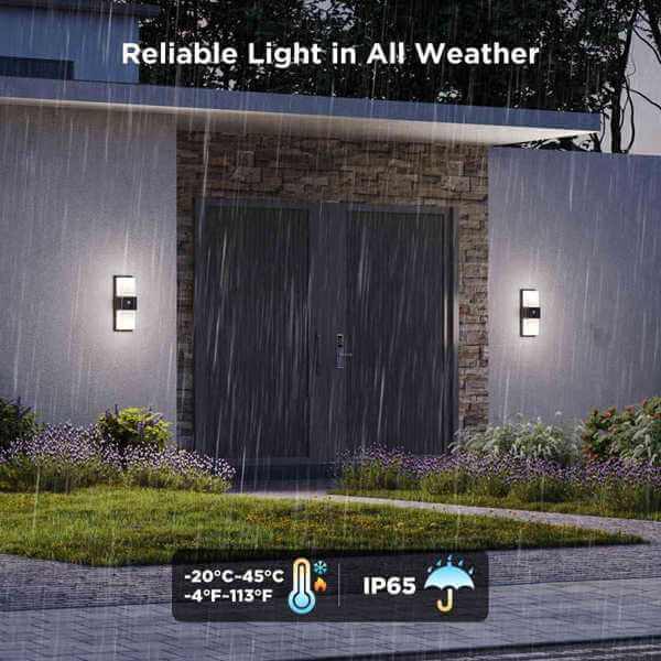 ჭკვიანი კედლის სანათი Govee H7078CD1, WiFi, Bluetooth, Smart Outdoor Wall Light, Black