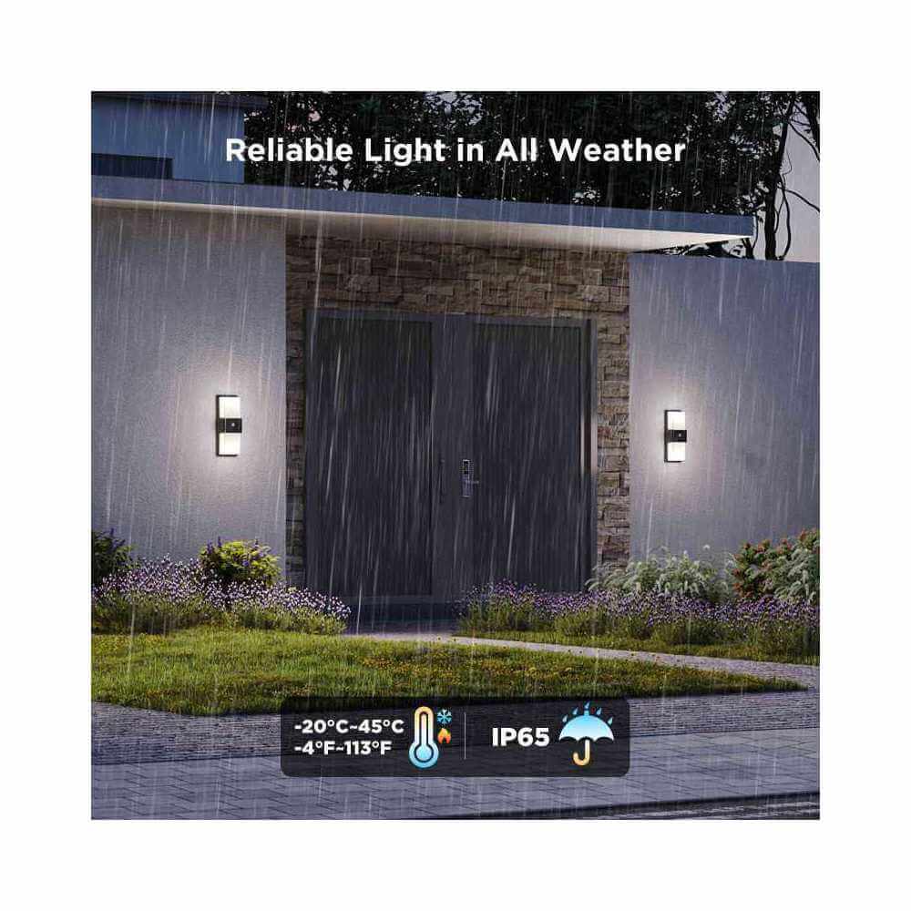 ჭკვიანი კედლის სანათი Govee H7078CD1, WiFi, Bluetooth, Smart Outdoor Wall Light, Black
